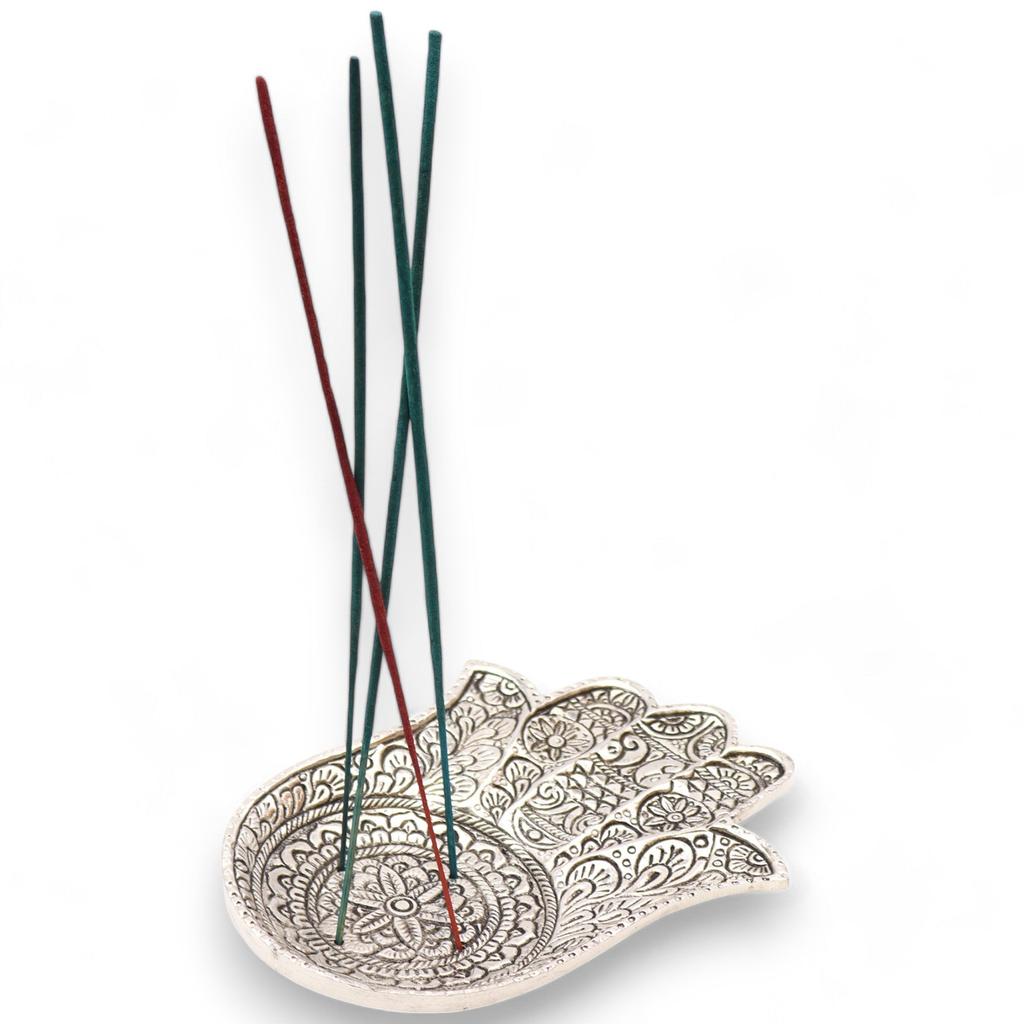 Incense Holder Hamsa Polished Aluminium Large