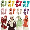 2025 Unisex 3-Piece Winter Hat Gloves Scarf Set, Knitted Fabric, Elastic, Hand Washable, Thick Warmth Outdoor Wear, Candy Color, Ideal for Couples