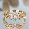 Delicate Gold Color Hollow Beautiful Flower White Zircon Rings for Women Fashion Jewelry