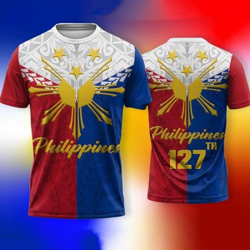 3D Printed Philippine Independence Day T Shirt For Men Patriotic Pattern T-Shirts Summer Fashion Round Neck Short Sleeve Tee