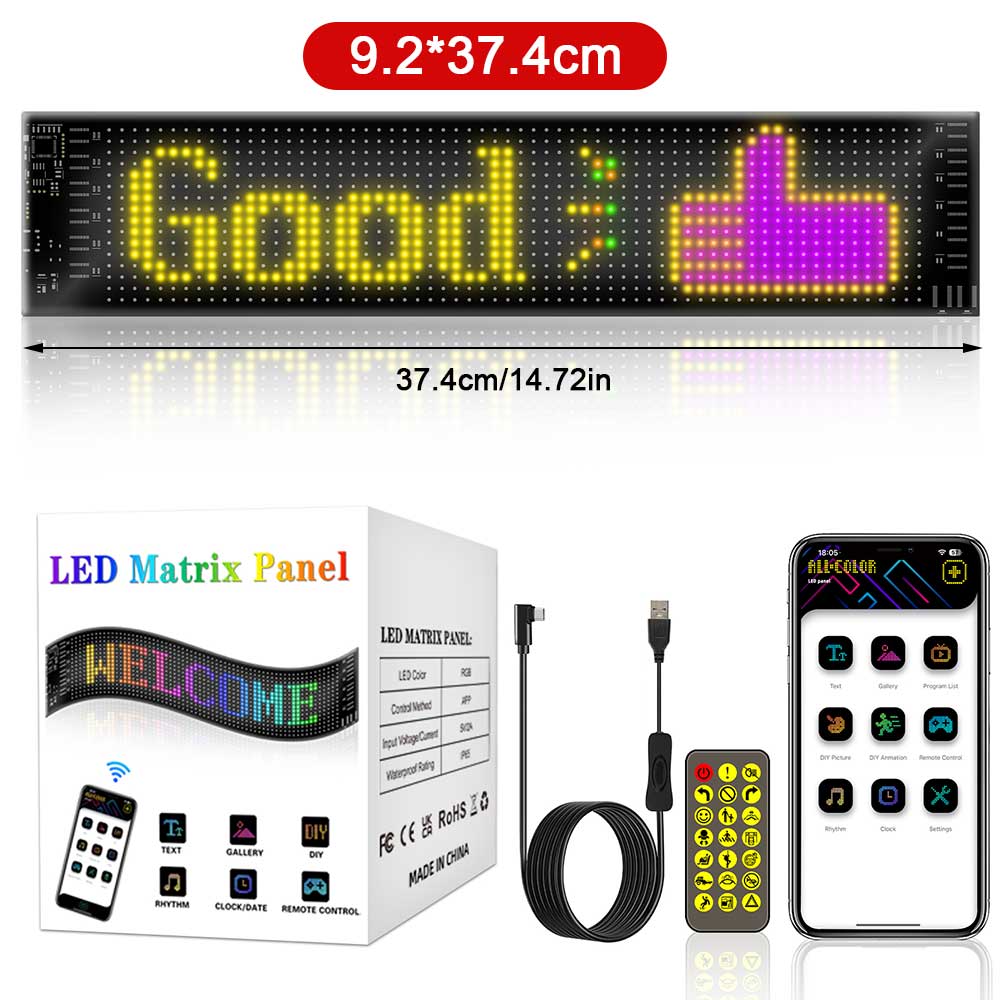 Светодиодный знак автомобиля прокручивающийся реклама USB 5V Bluetooth приложение управление логотипом свет пользовательский текстовый узор анимация программируемый дисплей