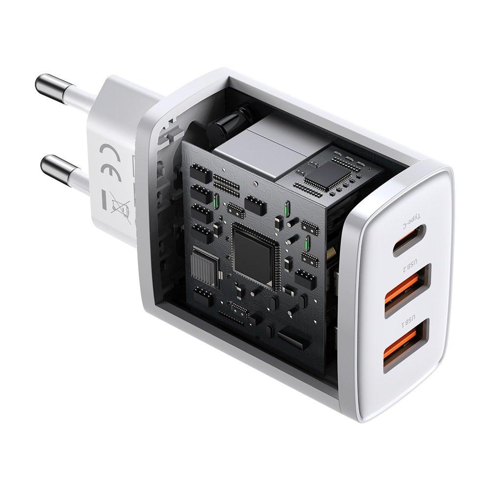 Baseus Compact Fast Charger 30W 2x USB/USB-C Power Delivery White