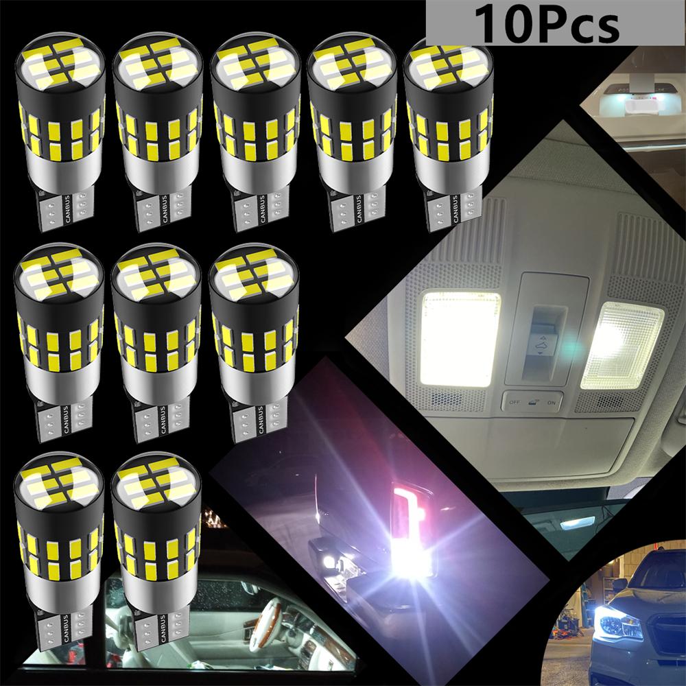 10 шт. Светодиодные лампы T10 194 168 W5W для освещения багажника, салона, карты, номерного знака автомобиля, Белые