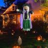 6 FT Halloween Flying Witch Decor Voice Activated Animatronic Witch On Broom with Light-up Eyes for Garden Yard Lawn Outdoor Indoor Decor