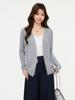 grey thin long-sleeved knitted cardigan jacket, winter new base with high-end temperament medium and long top for women