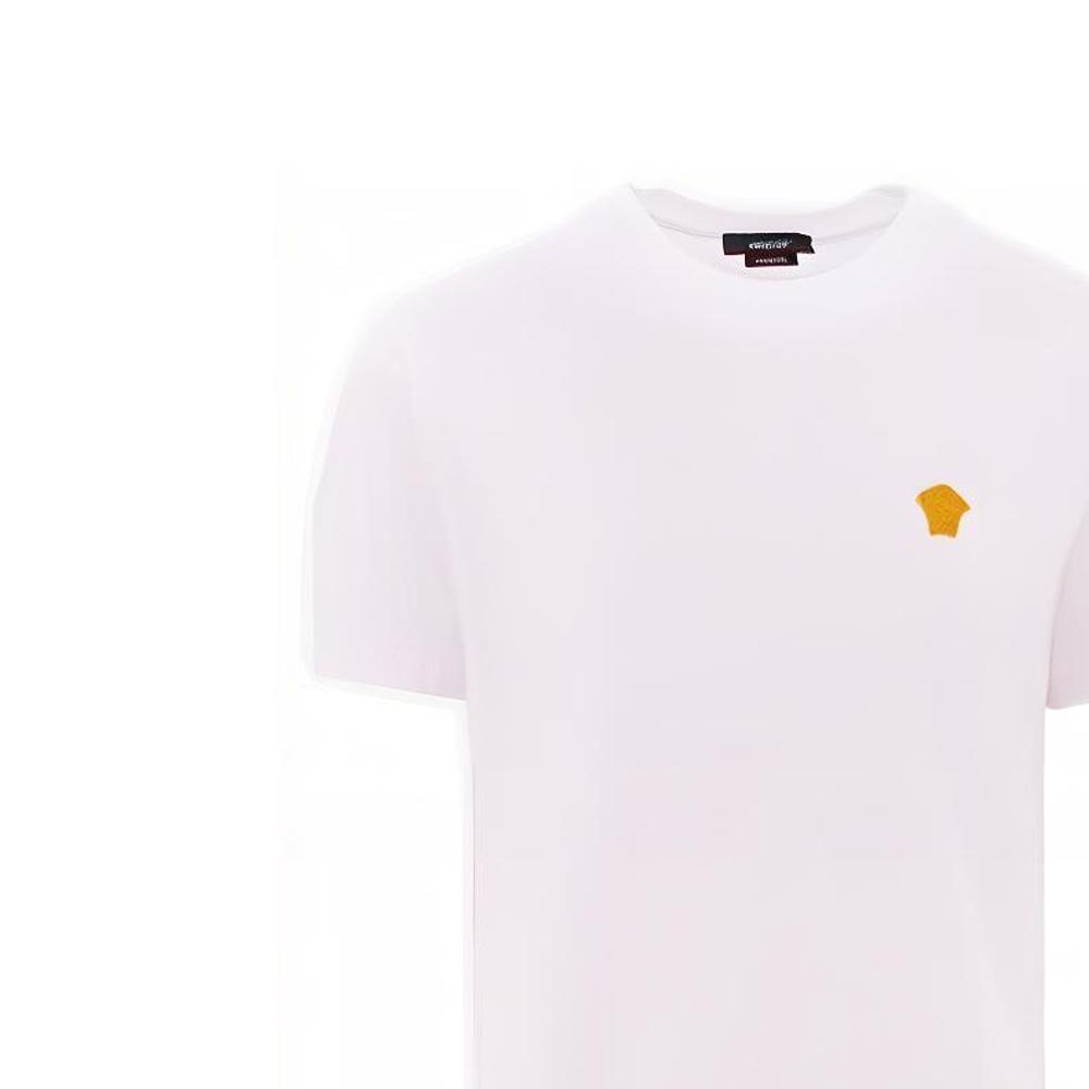 Versace Однотонный с принтом Круглый вырез Пуловер Футболка Мужские Топы Белый 1008481-1A08489-1W000
