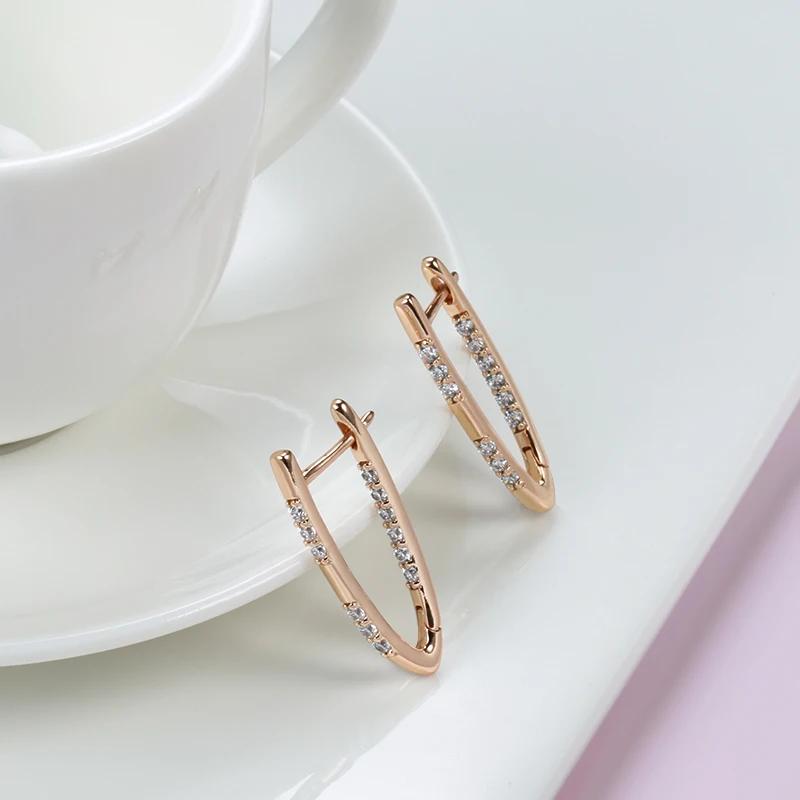 Fashion V Shaped Triangle Drop Earrings for Women Girls Crystal Zircon Straight Piercing Jewelry Accessories