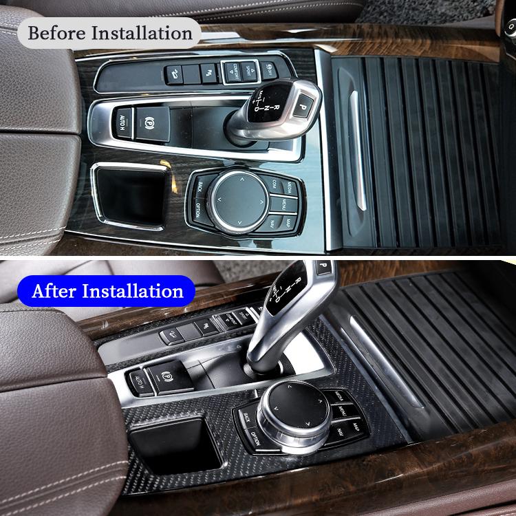 Real Carbon Fiber Cover Trim Center Console Gear Shift Panel Decorative Frame for BMW X5 F15 2014-2018 Car Interior Accessories