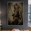 Black and Gold Samurai Medieval Warrior In Armor Figure Canvas Wall Art Paintings Printed Modern Classic Retro Luxury Artwork Posters Home Decorations