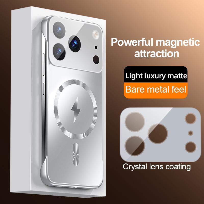 Ультратонкий магнитный безрамочный чехол для iPhone 17 Pro Max 16 15 14 13 Pro Max 12 11 Роскошная защита объектива Покрытие Твердый ПК чехол для телефона