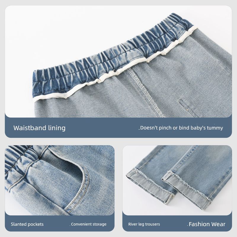 Hello Kitty Girls' Jeans Spring and Autumn 2026 New Style Children's Pants Fashionable Trendy Children's Clothing Spring Wear