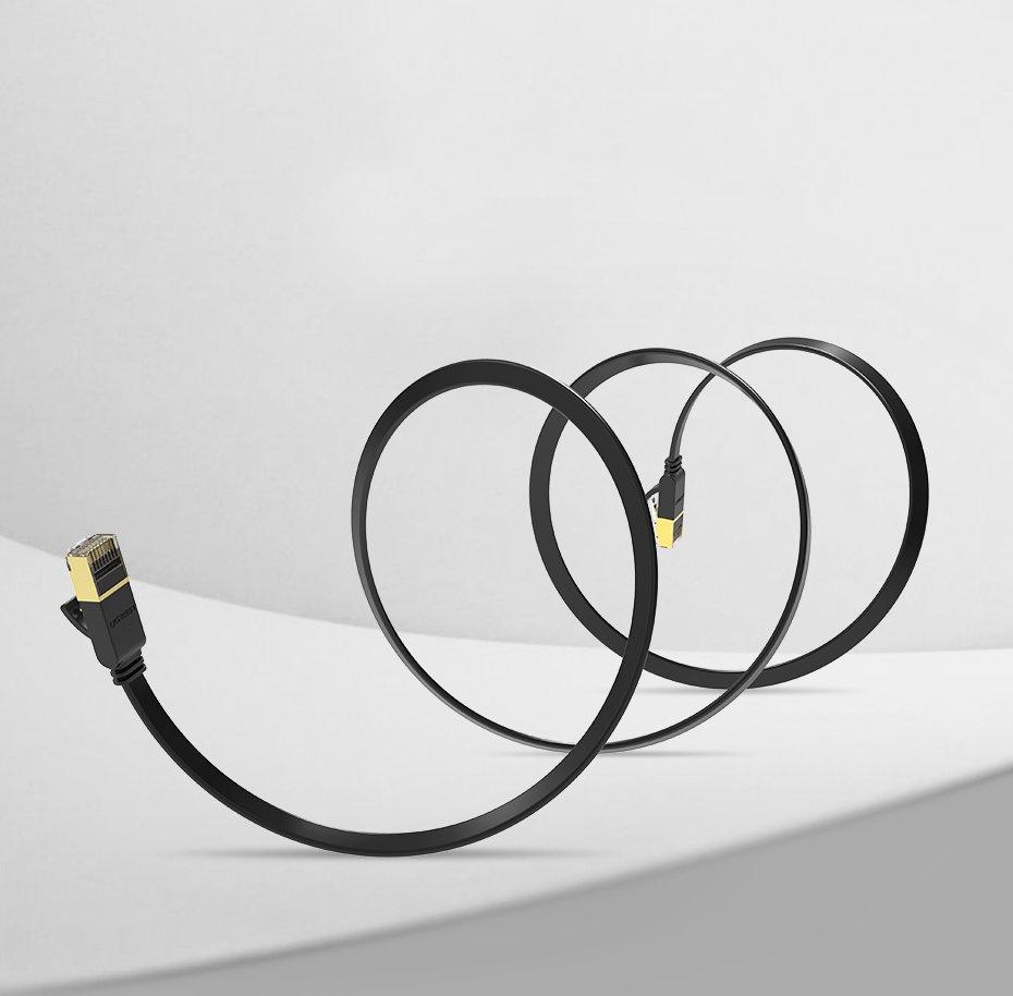 Ugreen 10m Cat 7 Flat Ethernet Cable, Shielded High-Speed 10Gbps, Black (Model NW106 11265)