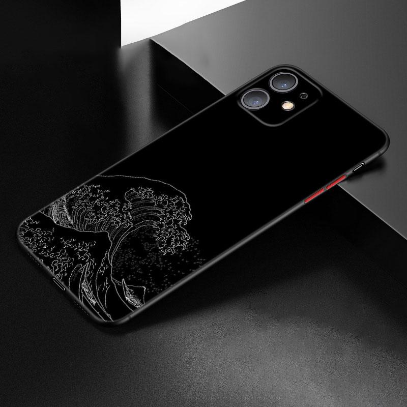 Japanese Wave Anime Dragon Phone Case For Apple iPhone 12 13 Mini 11 Pro Max XR X XS MAX 8 7 6S 6 Plus SE 5S 5 2020 Black Cover