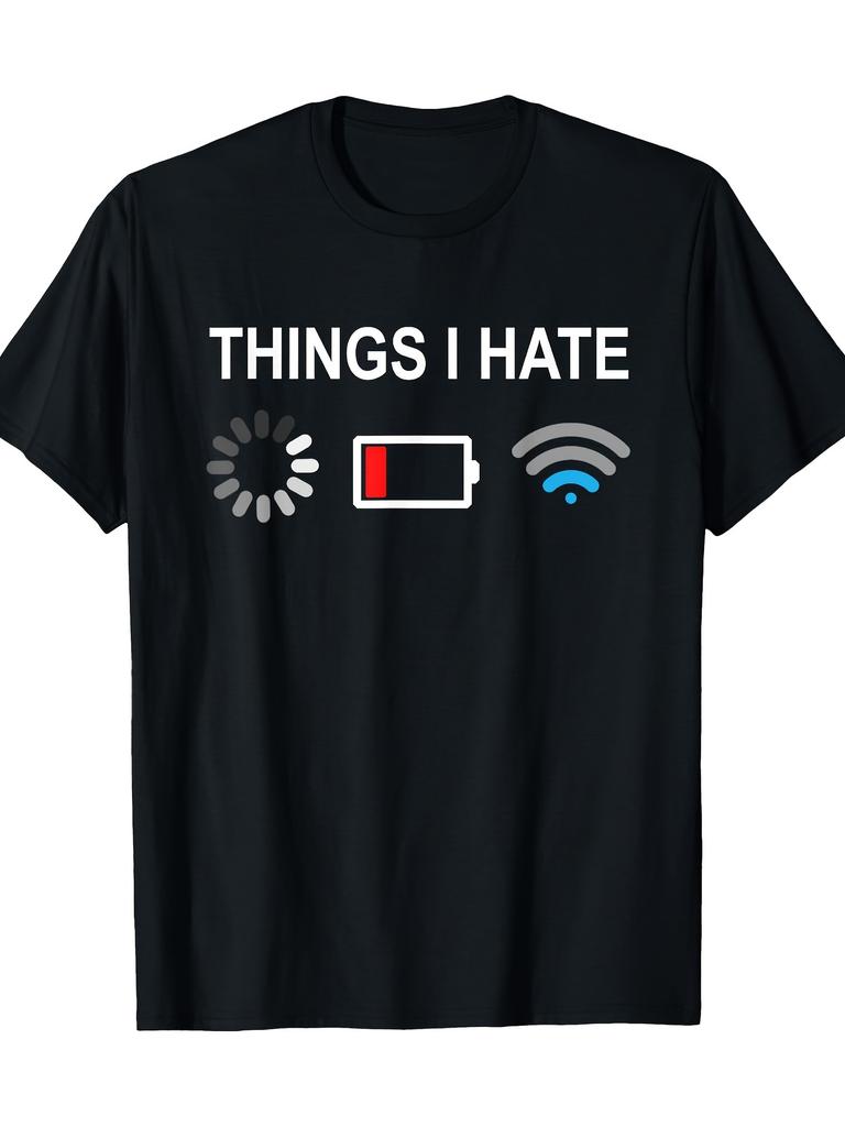 Loading Low Battery Wifi Frustration Graphic Tee Short Sleeve Casual Cotton TShirt for Programmers