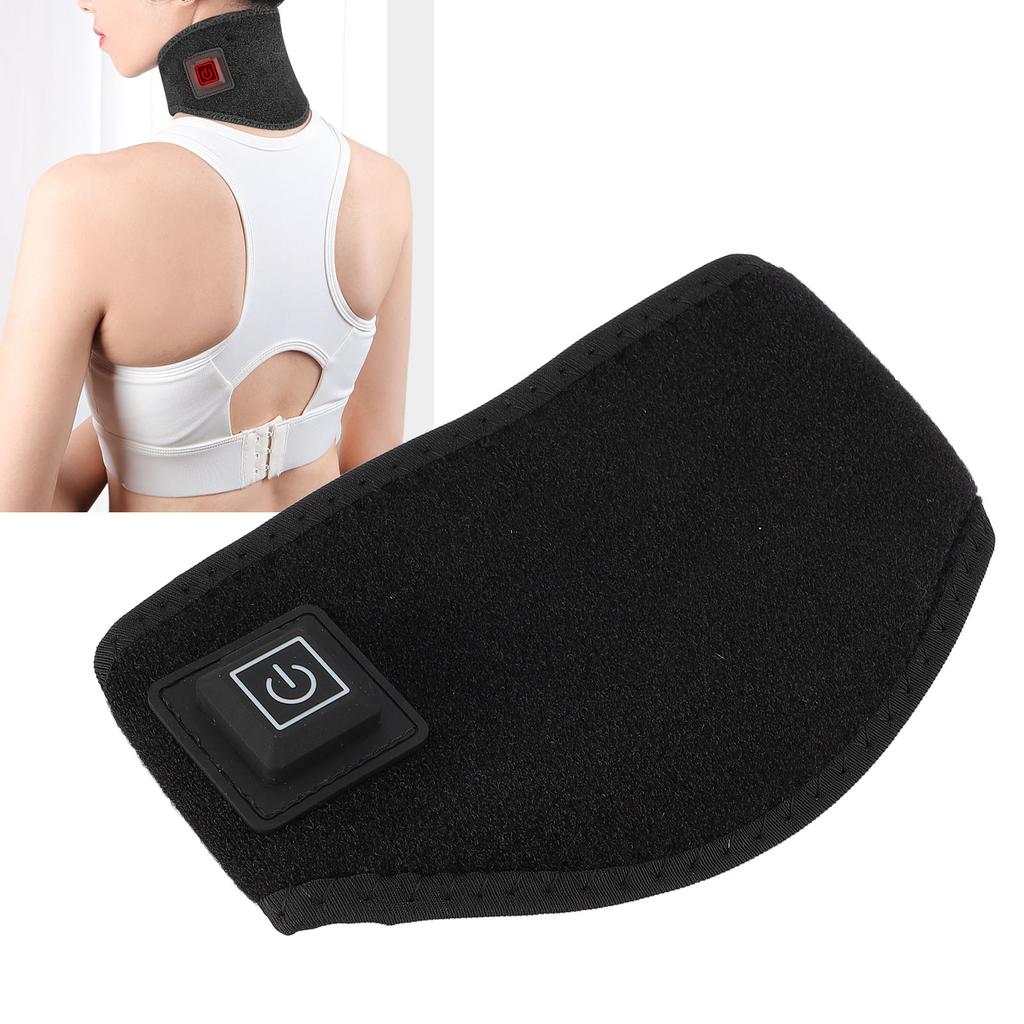 Heating Neck Brace 3 Temperature Adjustable USB Plug Hook and Loop Neck Wearable Heating Pad for Hom