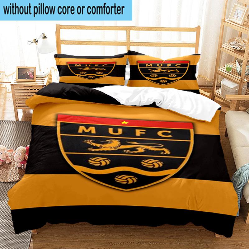 3pcs Football Crest Printed Bedding Set Duvet Cover Closure Includes 1 Duvet Cover & 2 Pillowcases Bedding Sets Home Decor Gifts