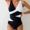 Сексуальный женский купальник Swimsiut, цельный черный белый контрастный купальник, тонкий монокини, купальный костюм, летняя одежда 2025 года