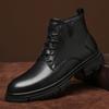 FashionAutumn Winter Men Ankle Boots Genuine Leather Lace-up Business Shoes Luxury Brand Work Office Dress Shoes High Quality Man Botas