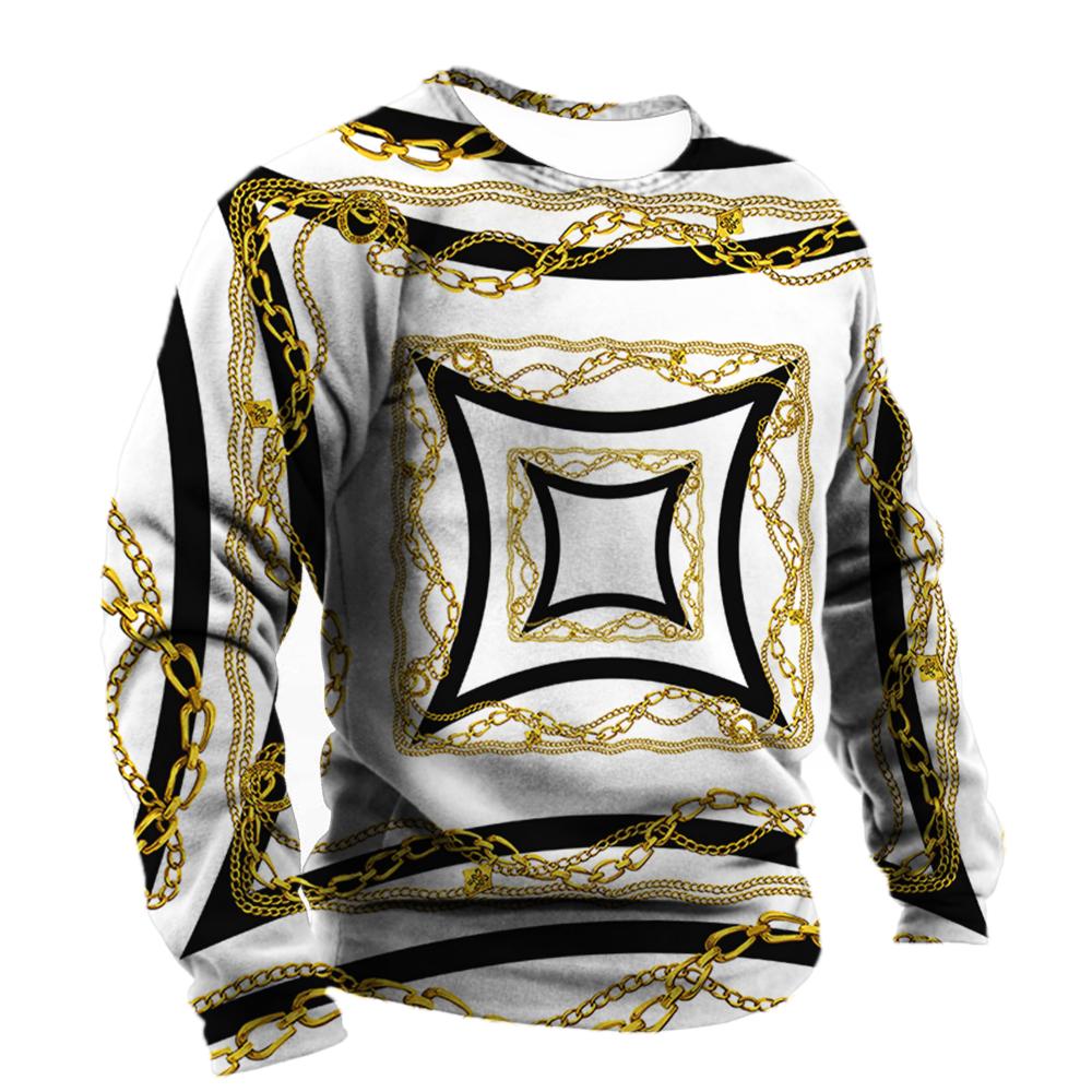 Роскошные социальные рубашки мужские хлопковые футболки футболки с барочной графикой модные 3d футболки уличные толстовки с круглым вырезом повседневная одежда