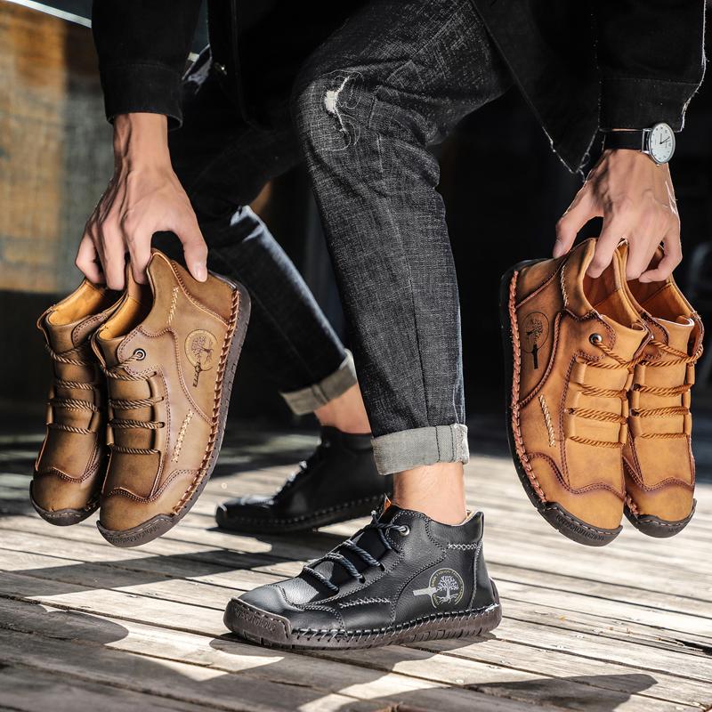 Мужская повседневная обувь с высоким берцем, размер 38–48, мужская обувь ручной работы из суперволокна, резиновая, с мягкой подошвой, большого размера для вождения автомобиля