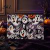 Portable Storage Bag Halloween Bag, with Colorful Cartoon Ghost Print, Durable Canvas Pouch Makeup Zipper Large Capacity Lightweight Travel