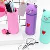 Yousheng Stand Up Pen Case Bear Shape Silicone Storage Box Animal Inspired Design Zipper Closure Gadgets Cosmetics Organizer