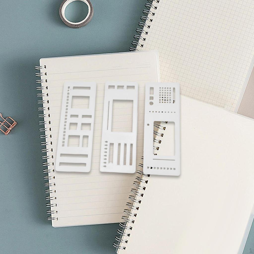 3 Pieces Journal Stencils Handmade Planner Stamps Lists Diary Notebook Painting Crafts DIY Reusable