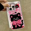 Чехол для iPhone 16 15 13 Plus Pro Max 7 14 Pro 5G Чехол для телефона Розовый Мультяшный Буква Милый Кот Силиконовый Для iPhone 16e Задние Крышки