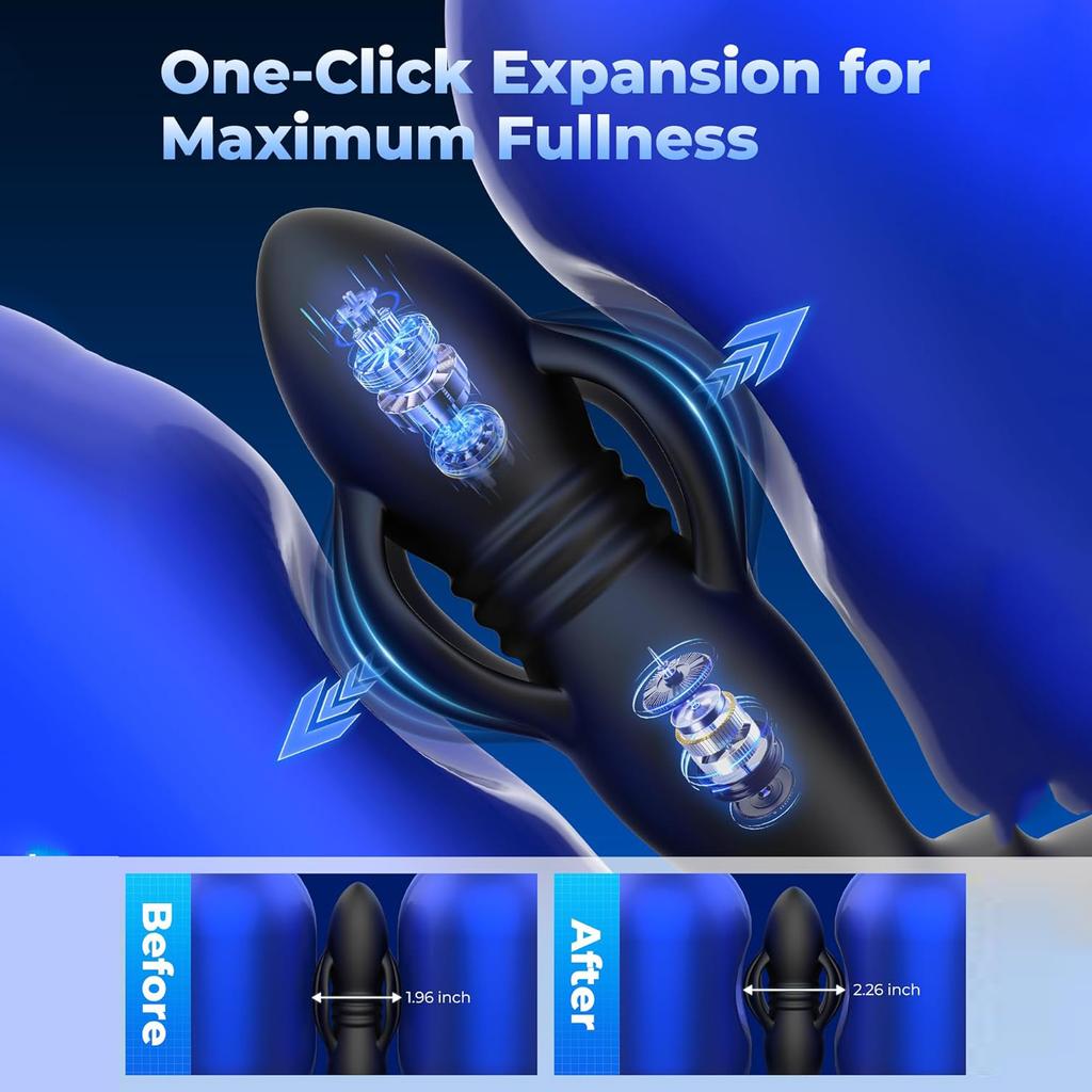 3-in-1 Telescopic & Expanding Anal Toys Butt Plug Prostate Massager Anal Plug Vibrator Male Sex Toys IPX7 Waterproof Thrusting