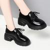 Женские Весна Новая Мода Черные Мягкая Подошва Платформа Балетки Туфли Лоферы На Шнуровке Туфли-Лодочки Повседневные Мягкая Кожа Оксфорды