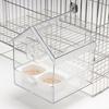 Pull-Out External Parrot Feeder Window Mounted Birds House with Two Food Slots Transparent Parrot House with Water Catcher Tray