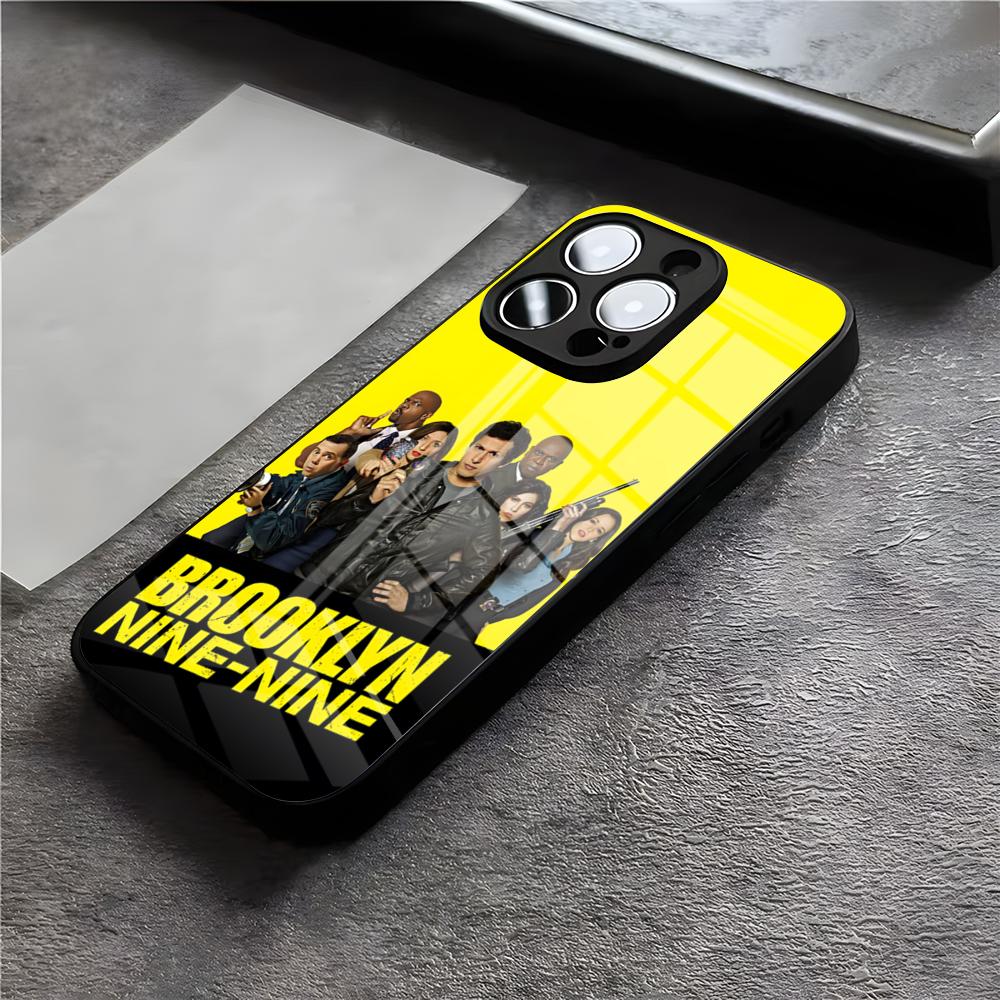 B-Бруклин 9-9 99 Чехол для телефона для iPhone 17 Air 16 E Pro Max 15 14 13 Mini 12 Pro 11 Max Plus Черная стеклянная крышка