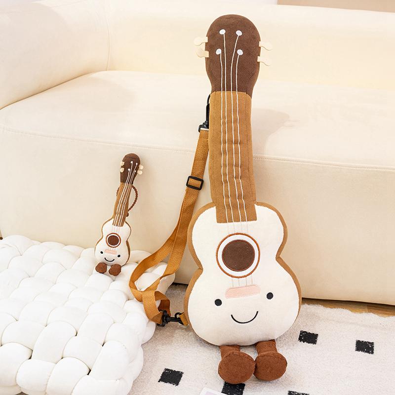 50Cm Smiling Face Musical Instrument Plushie Stuffed Cartoon Guitar Piano Plush Pillow Stuffed Decoration Present
