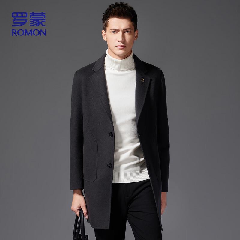 ROMON Мужское полупальто MN302 средней длины из смесовой шерсти двусторонней вязки