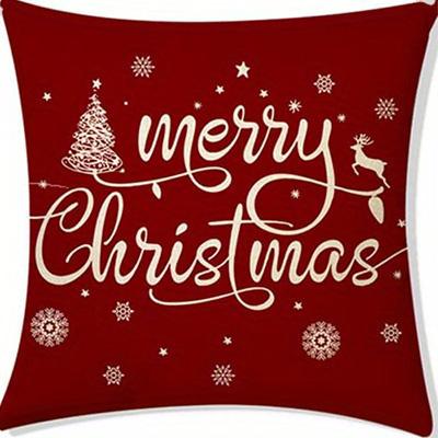 Home Decor Merry Christmas Snowflake & Tree Pillows Pattern Cushion Cover Suitable For Sofa Bedroom Car Pillow Cover