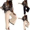 Women's Fashion Casual Printed Short Sleeve V-neck Tops  Pants Suit