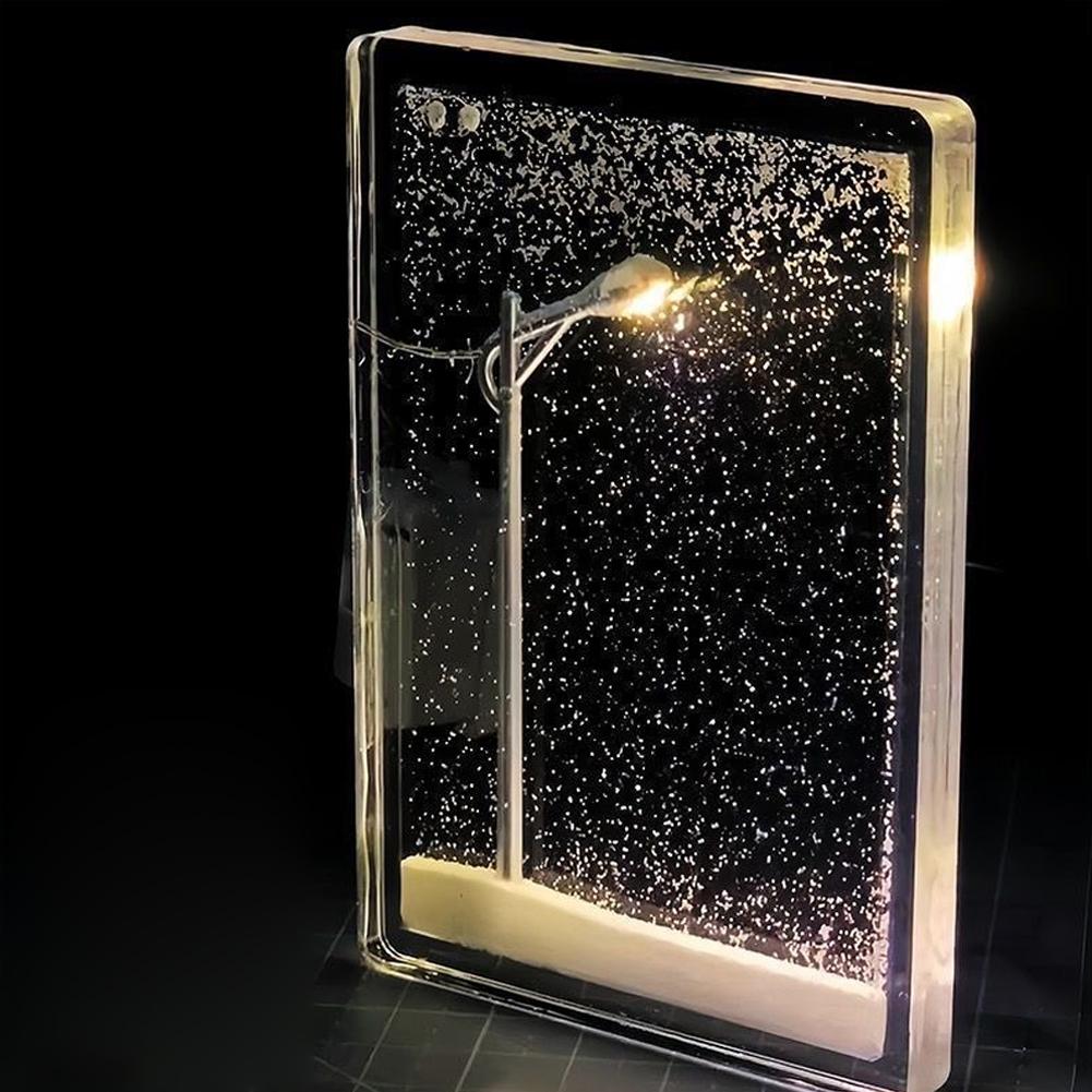 Волшебный снежный пейзаж Ночные огни Маленький уличный светильник ручной работы Настольный рождественский декор L5F3