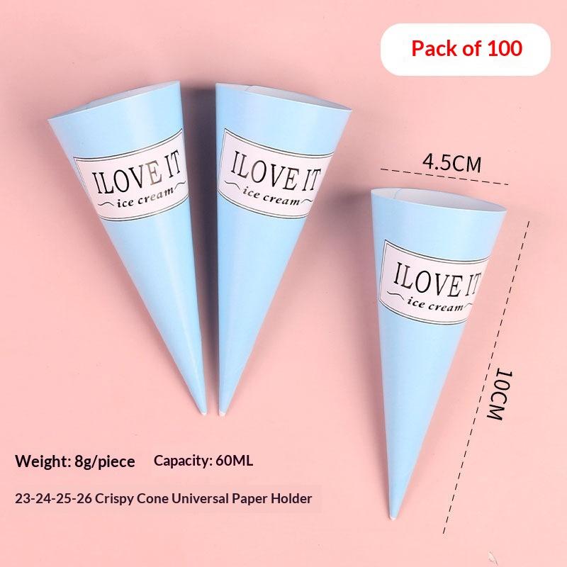 100PCS Aluminum Foil Paper Cone Sleeve Disposable Ice Cream Cone Holder for Food Service Convenient and Hygienic Use