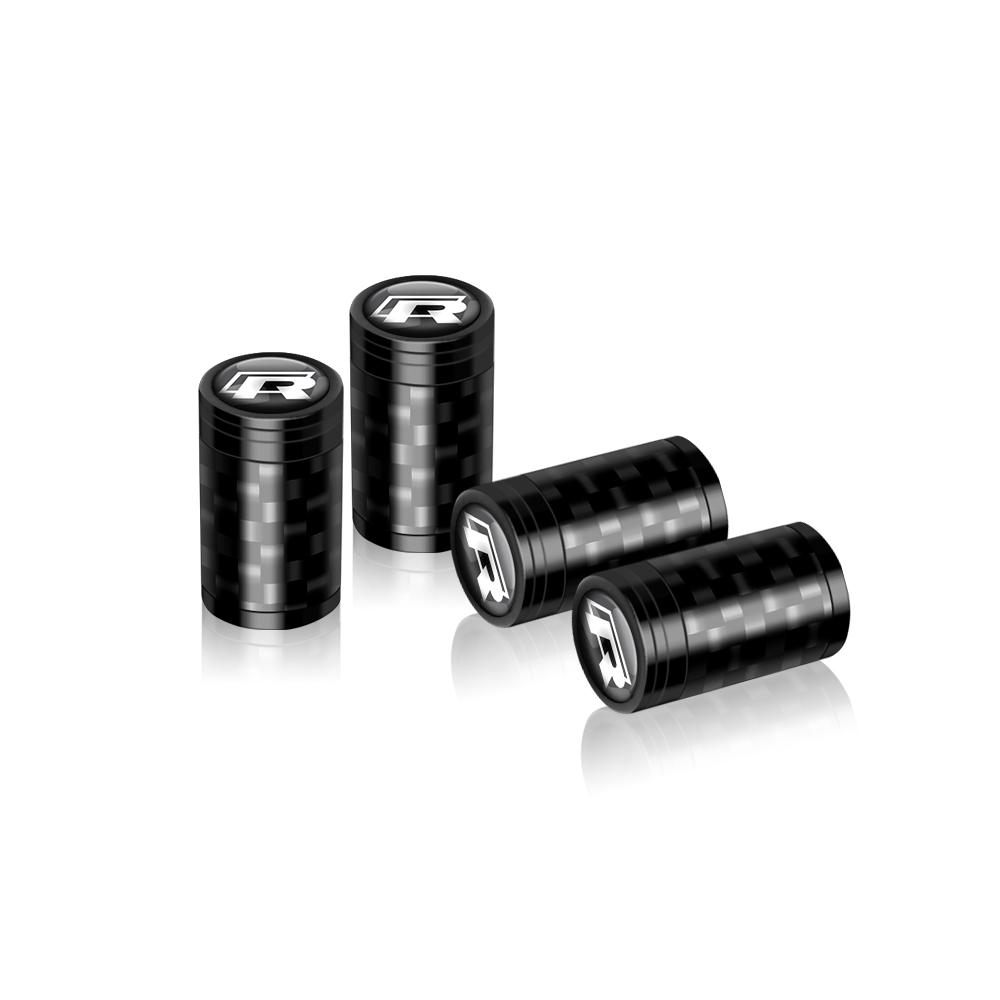 EFG1 For VW GTI Golf Passat MK6 Touareg Bora GTD Tiguan MK4 Polo 4Pcs Carbon Fiber Car Wheel Tire Valve Stem Air Cap Auto Decoration