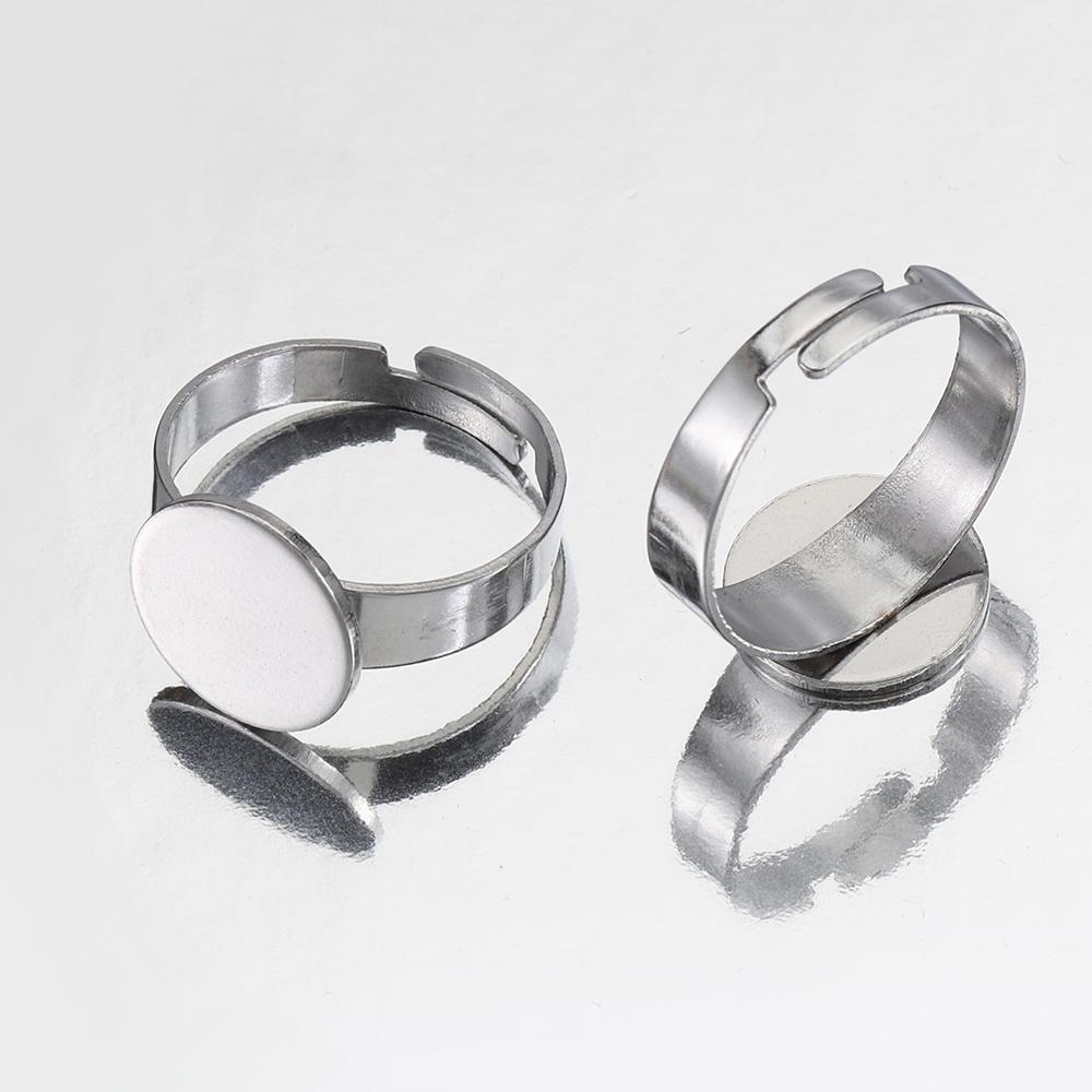 10pcs 8/10/12/14mm Stainless Steel Adjustable Ring Bezel Settings Blank Cabochons Base Tray for DIY Jewelry Making Supplies