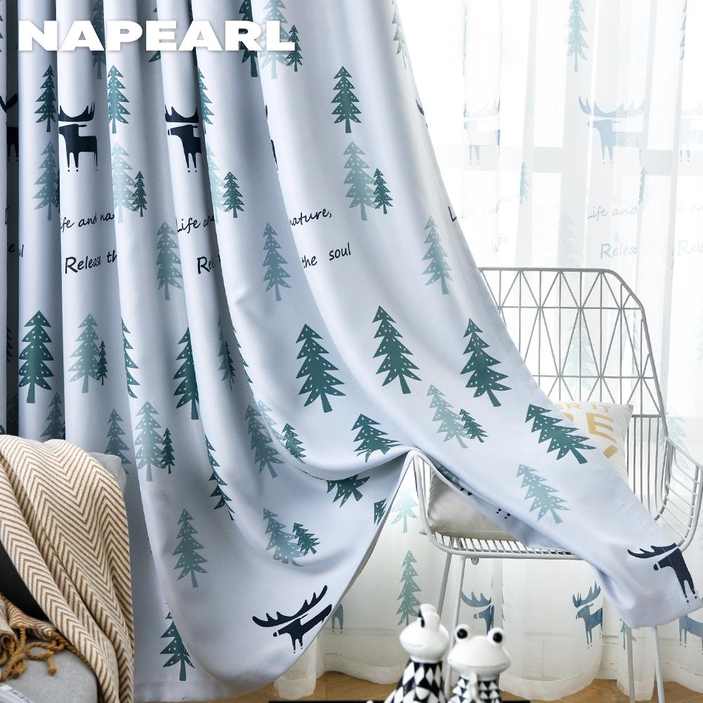 1 шт. NAPEARL 70-80% затемняющие Ins стиль скандинавский олень полиэфирное волокно персонализированные шторы с принтом прозрачные шторы для спальни гостиной домашний декор