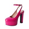 Krazing Pot PU Round Toe Super High Heels Summer Ankle Straps Shoes Big Size 43 Women Waterproof Pumps