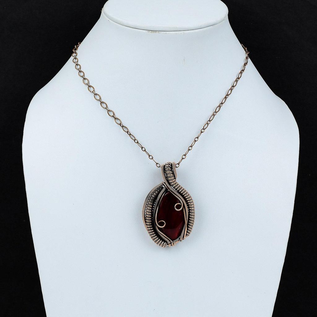 Красный Огненный Лабрадорит Подвеска Подвеска, оплетенная медной проволокой Подвеска из драгоценного камня ручной работы Ювелирные изделия, оплетенные медной проволокой Подарок на помолвку Женская подвеска