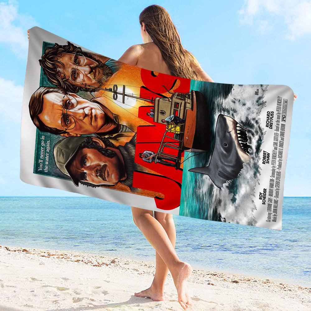 Classic Movies JAWS Movie Big Microfiber Beach Towels Quick Dry Towel Sand Beach Towels Pool Towel for Travel Swim Pool Yoga