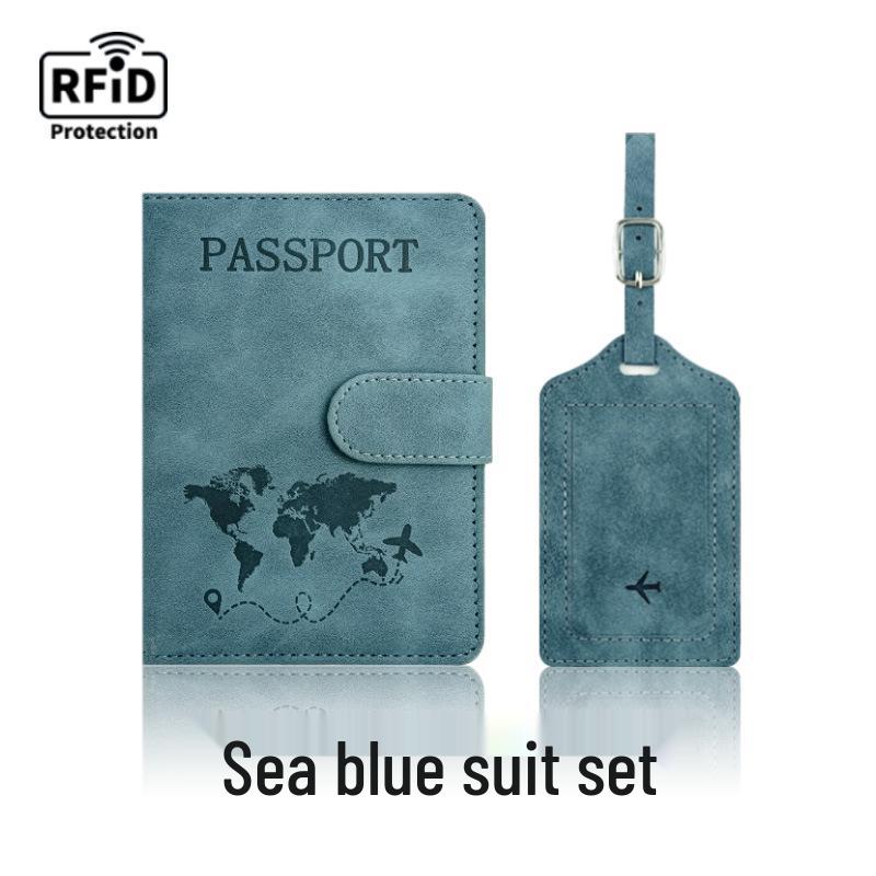 Набор: меняющий цвет держатель для паспорта из ПУ кожи и багажная бирка с RFID-защитой