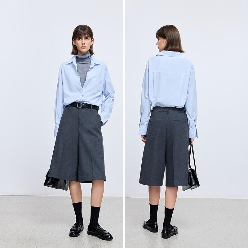 LILY Solid Color Velvet Five Quarter Pants Casual Pants