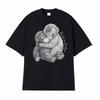 Графические футболки Punch Monkey Hug Is Not Alone для мужчин и женщин, одежда, винтажная мода, хлопковая футболка, высококачественная футболка, уличная одежда
