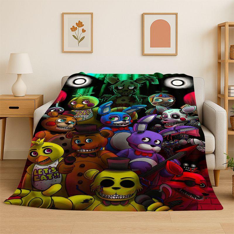 Игровой хоррор F-FNAF Фредди Мягкое фланелевое одеяло, Теплое уютное одеяло для кровати, Дивана, Софы, Спальни, Гостиной, Путешествий, Пикника