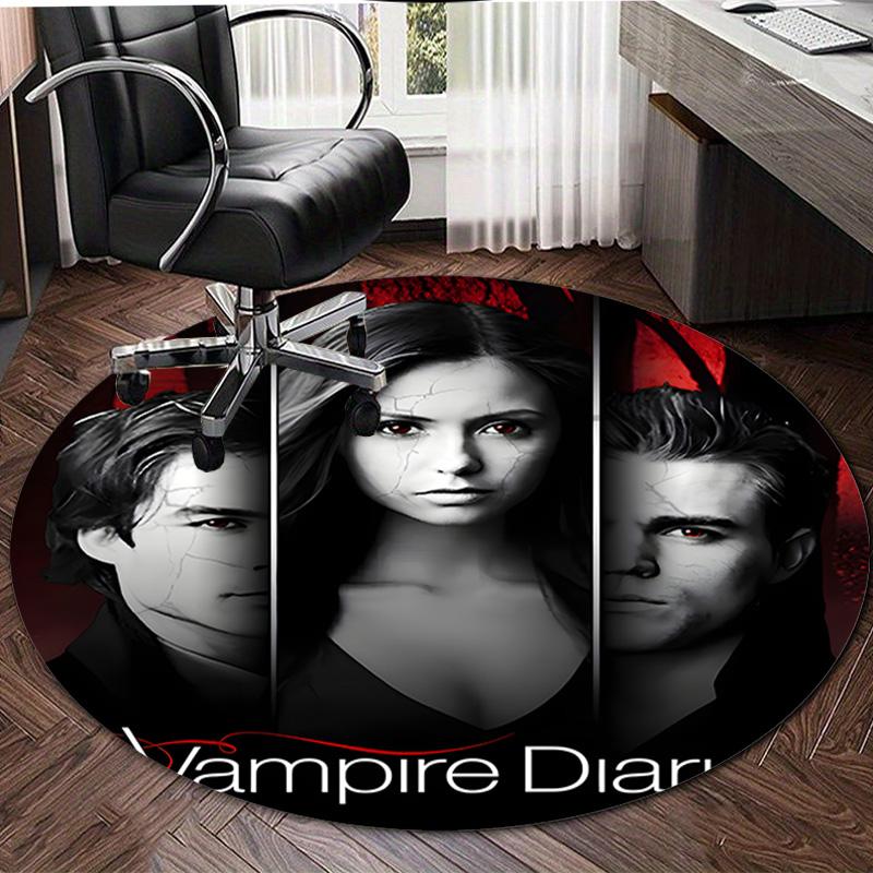 1pc The Vampire Diaries2 Design Printed Area Round Carpet for Bedroom Living Room Home Decor Rugs Mat Non Slip Mat Rug for Bedside