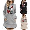 Модное повседневное женское платье-пуловер с длинным рукавом с рождественским принтом и капюшоном
